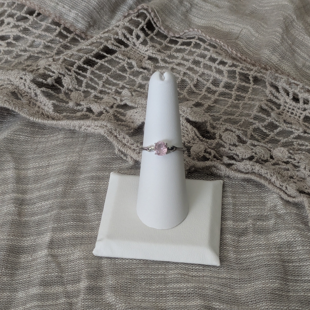 Elegant Sterling Silver and Pink Gemstone Ring